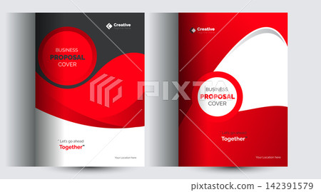 Corporate business proposal cover page layout design template with circular accents proposal business template brochure corporate 142391579