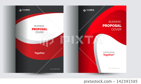Professional business proposal cover design template vector illustration with fluid curves, sleek corporate document cover layout utilizing Professional business proposal cover design template vector illustration with fluid curves, sleek corporate document cover layout utilizing 142391585