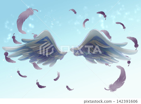 Black wings and fluttering feathers Black wings and fluttering feathers 142391606