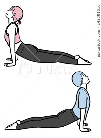 Yoga - Upward-Facing Dog Pose - Set - 01 Yoga - Upward-Facing Dog Pose - Set - 01 142391616
