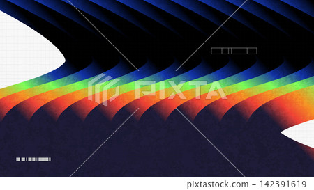 Futuristic Abstract Background with Colorful Curved Waves, Layered Gradients, Grid Shapes and Texture Effects Futuristic Abstract Background with Colorful Curved Waves, Layered Gradients, Grid Shapes and Texture Effects 142391619