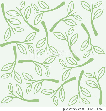 Muted minimalist botanical leafy branch square background Muted minimalist botanical leafy branch square background 142391765