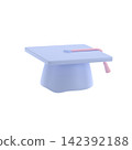 Stylized graduation hat in pastel colors over a white background, 3d render 142392188