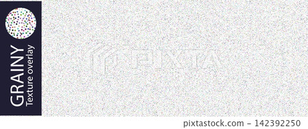 Noise filter with seamless structure, grainy texture on white bg. Granular airbrush dot gradient. Animated soft clouds, dotted metal paper, diffused color in static light particles. Sandy brush effect 142392250