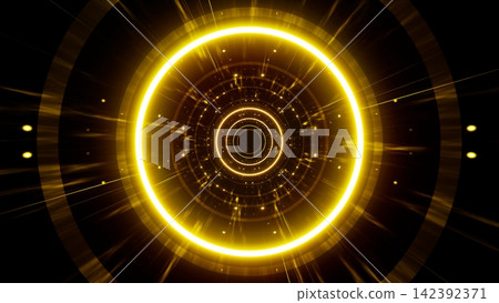 Energy flowing from inside a glowing yellow circular hole Energy flowing from inside a glowing yellow circular hole 142392371