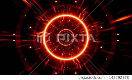 Flare energy emitted from red circular light tunnel hole Flare energy emitted from red circular light tunnel hole 142392378