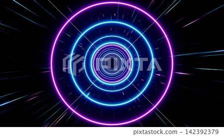 Flying Through Neon Circle Space 142392379