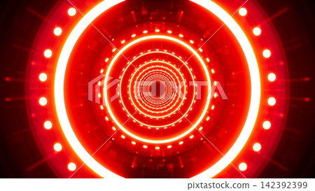 Infinite Circle Dot Red Light tunnel 142392399