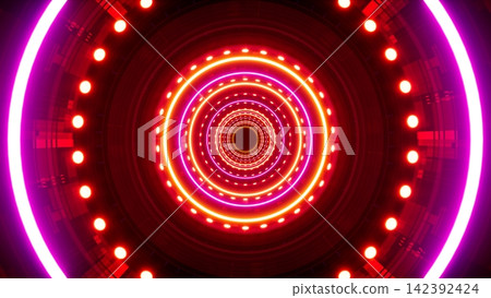 red dot circle lights and purple circle lamps in the high tech pattern tunnel concept art red dot circle lights and purple circle lamps in the high tech pattern tunnel concept art 142392424