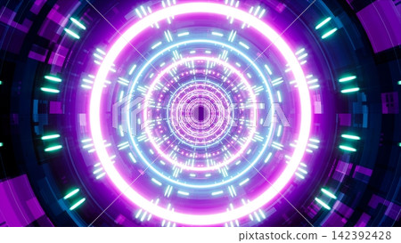shining lights in the cyber event tunnel illustration shining lights in the cyber event tunnel illustration 142392428