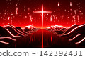 Abstract Red Light Cross in the Cyberspace 3D Rendering 142392431