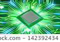 CPU on the electronic circuit motherboard close up view, 3d rendering 142392434
