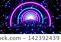 Neon light way with data flowing 3d rendering 142392439