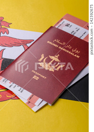 Brunei passport for travelling, flying and doing business. Brunei document, id Brunei passport for travelling, flying and doing business. Brunei document, id 142392675