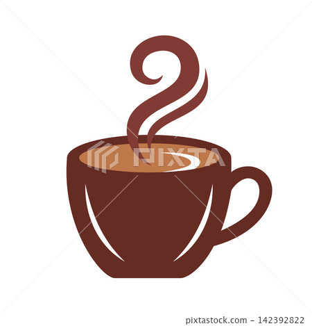 Steaming Hot Coffee Cup Simple Vector Illustration Steaming Hot Coffee Cup Simple Vector Illustration 142392822
