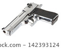 Desert Eagle Chrome Semi-Automatic Pistol Isolated on White Background 142393124