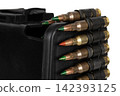 5.56 mm ammunition belt with cartridges in ammunition box 142393125