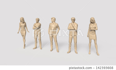 Diverse Business Team Standing in Professional Poses 3d render. Diverse Business Team Standing in Professional Poses 3d render. 142393608