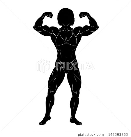 Silhouette of a female bodybuilder 142393863