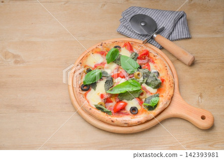 Italian pizza, anchovy and olive pizza, pizza. Italian pizza, anchovy and olive pizza, pizza. 142393981