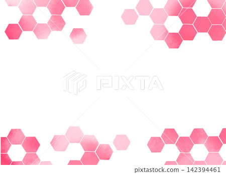 Pink honeycomb pattern watercolor-style frame Pink honeycomb pattern watercolor-style frame 142394461