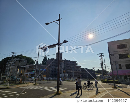 Scenery with railroad crossing Scenery with railroad crossing 142394637