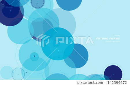 Abstract graphic background design featuring overlapping translucent circular layers of blue and cyan. Abstract graphic background design featuring overlapping translucent circular layers of blue and cyan. 142394672