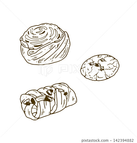 Pastry and Cookie Drawing Pastry and Cookie Drawing 142394882