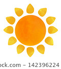 Cute watercolor-style illustration of the sun 142396224