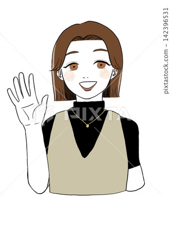 A woman greeting with a smile A woman greeting with a smile 142396531