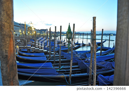 Venice, Italy - Before dawn - Gondola station in front of St. Mark's Square Venice, Italy - Before dawn - Gondola station in front of St. Mark's Square 142396666