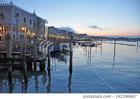 Venice, Italy - Before dawn - Gondola station in front of St. Mark's Square Venice, Italy - Before dawn - Gondola station in front of St. Mark's Square 142396667