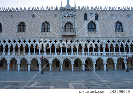 Venice, Italy: The facade of the Doge's Palace at dawn. Venice, Italy: The facade of the Doge's Palace at dawn. 142396669