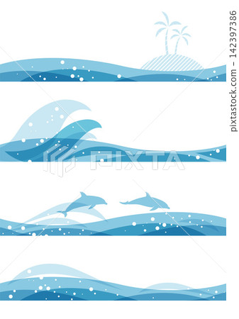 Seamless ocean banner illustration set 142397386