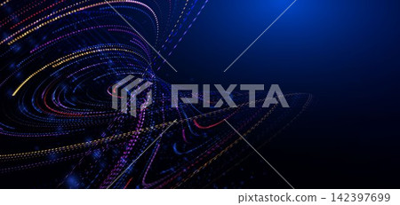 Futuristic abstract technology background featuring luminous circular waves. 142397699