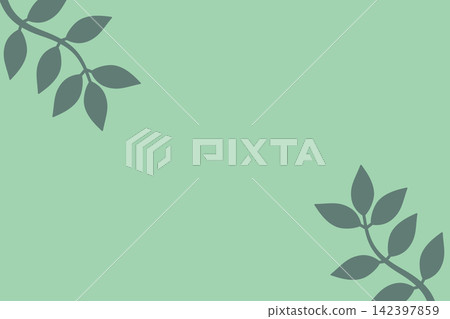 Muted minimalist abstract leaf branch background on a soft seafoam green horizontal canvas Muted minimalist abstract leaf branch background on a soft seafoam green horizontal canvas 142397859