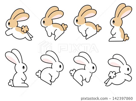 A hopping rabbit: a stop-motion animation of its jumps. A hopping rabbit: a stop-motion animation of its jumps. 142397860