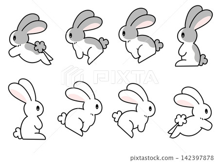 A hopping rabbit: a stop-motion animation of its jumps. A hopping rabbit: a stop-motion animation of its jumps. 142397878