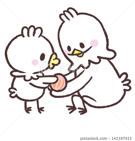 一隻小白鳥正在傳球的插圖。 一隻小白鳥正在傳球的插圖。 142397915