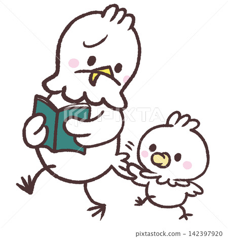 Illustration of a white bird following something Illustration of a white bird following something 142397920