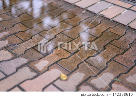 Puddle, after the rain, rainy day, brick, tile, ground, material Puddle, after the rain, rainy day, brick, tile, ground, material 142398610