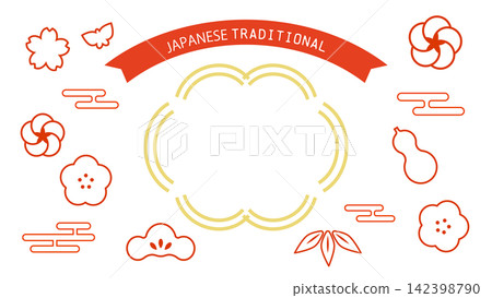 Japanese modern New Year's card frame with plum blossom motif 142398790