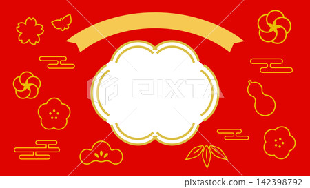 Japanese modern New Year's card frame with plum blossom motif 142398792