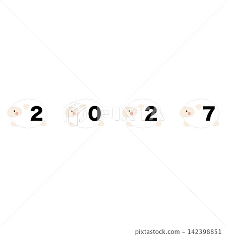 An illustration of the sheep, next year's zodiac animal, with the year 2027 in black lettering. An illustration of the sheep, next year's zodiac animal, with the year 2027 in black lettering. 142398851