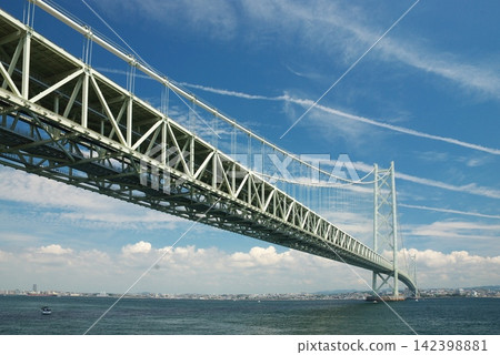 Akashi Kaikyo Bridge in summer Akashi Kaikyo Bridge in summer 142398881