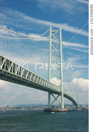 Akashi Kaikyo Bridge in summer Akashi Kaikyo Bridge in summer 142398886
