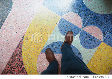 Step on a vibrant patterned floor Step on a vibrant patterned floor 142398907