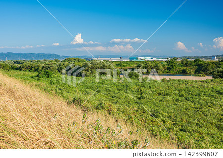 京都府久瀨郡久宮山町木津川沿岸風光 京都府久瀨郡久宮山町木津川沿岸風光 142399607