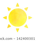 A cute and simple watercolor-style illustration of the sun. 142400301