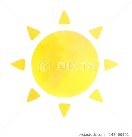 A cute and simple watercolor-style illustration of the sun. A cute and simple watercolor-style illustration of the sun. 142400301